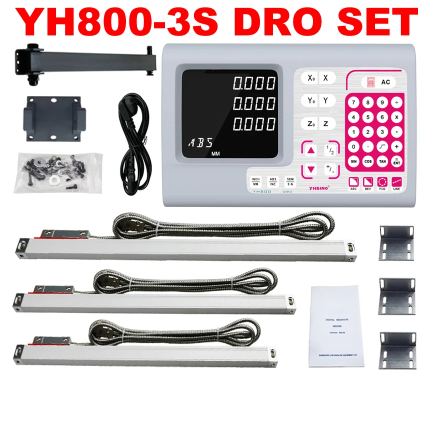 YH800-3S цифровое считывание Dro набор 5U линейные стеклянные весы/кодировщик/линейки 3