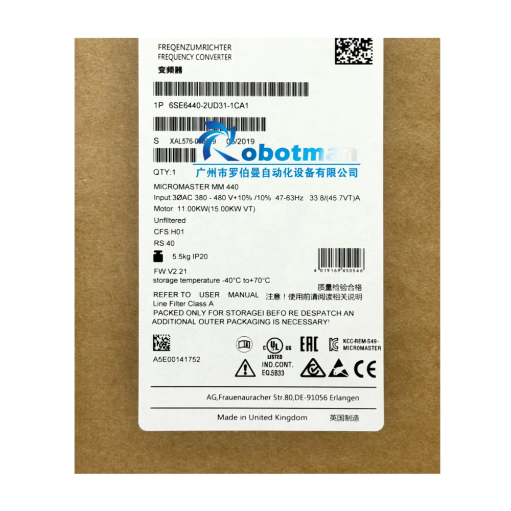 New Original 6SE6440-2UD31-1CA1 MICROMASTER 440 Frequency Converter 11KW 380V With Free DHL/UPS/FEDEX