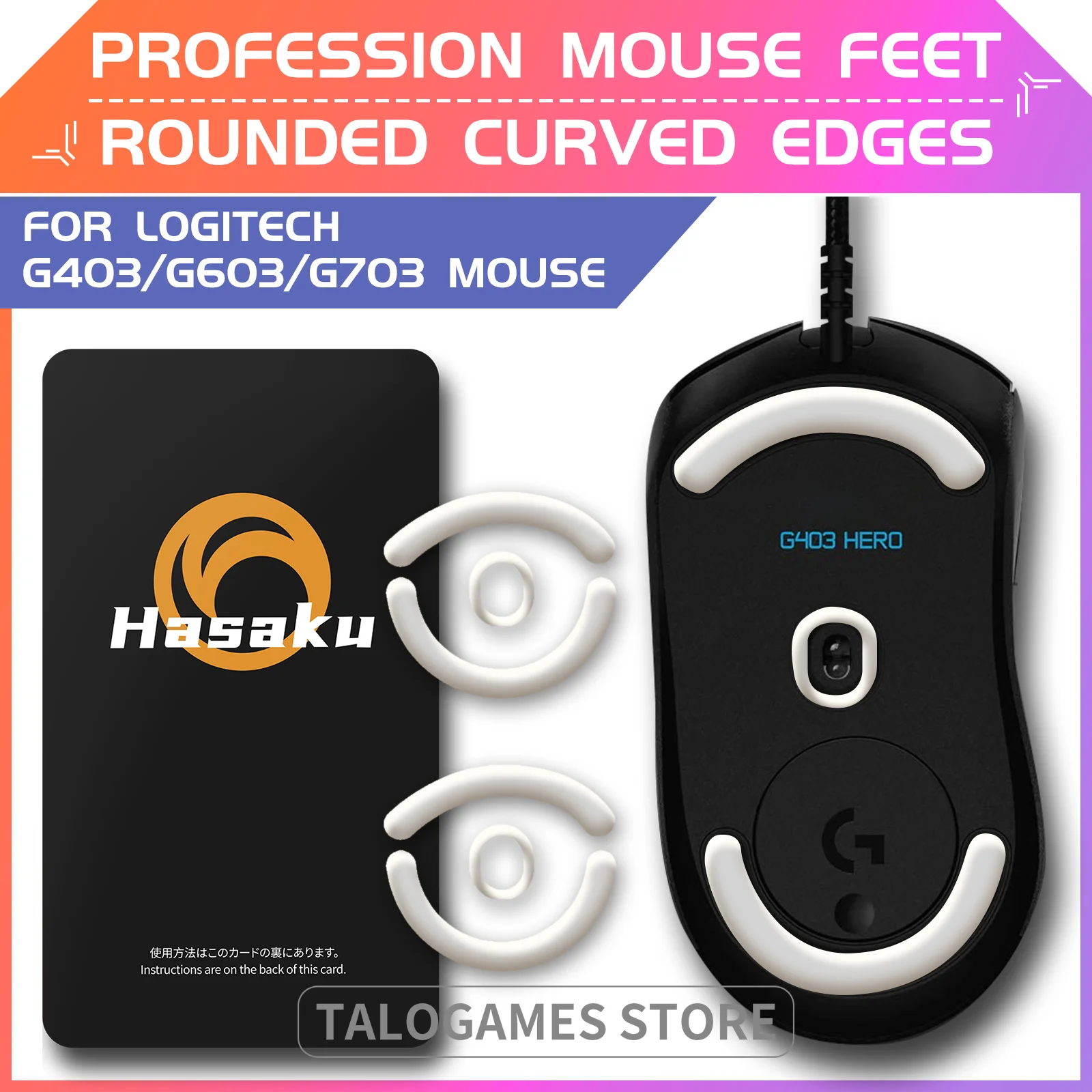 2 Sets HASAKU Rounded Curved Edges Gaming Mouse Feet Skates