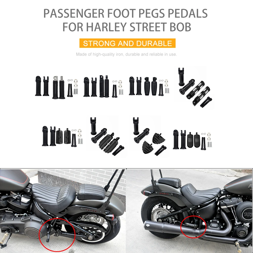 

Rear Passenger Seat Pad Rear Passenger Foot Pegs Pedals For Harley Street Bob seat 2018-2023