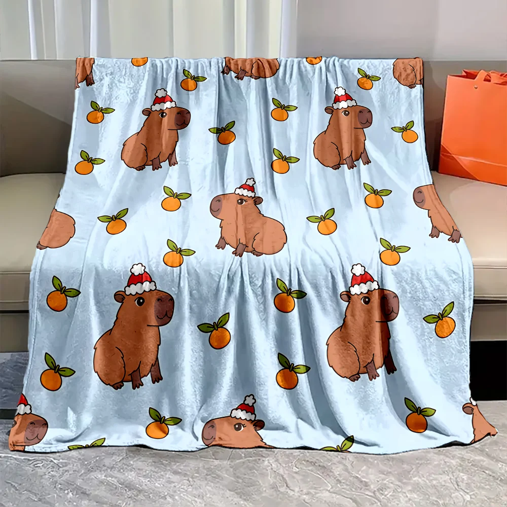 Cute Cartoon Cabypara Print Blanket Warm Soft and Comfortable Home Travel Blanket Sofa Bedding Camping Cars Blankets for Gifts 3