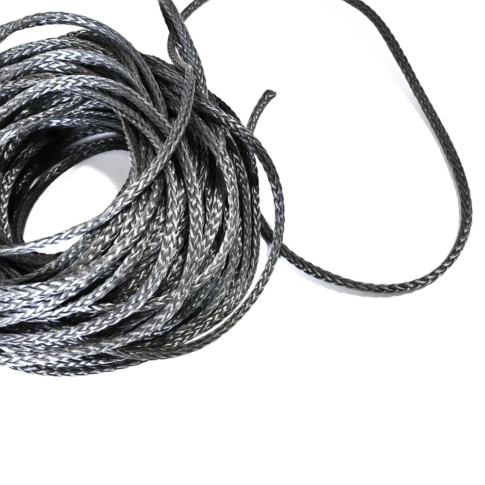 12 strands braided black pure Kevlar braided rope hollow rope eye loop rope 6