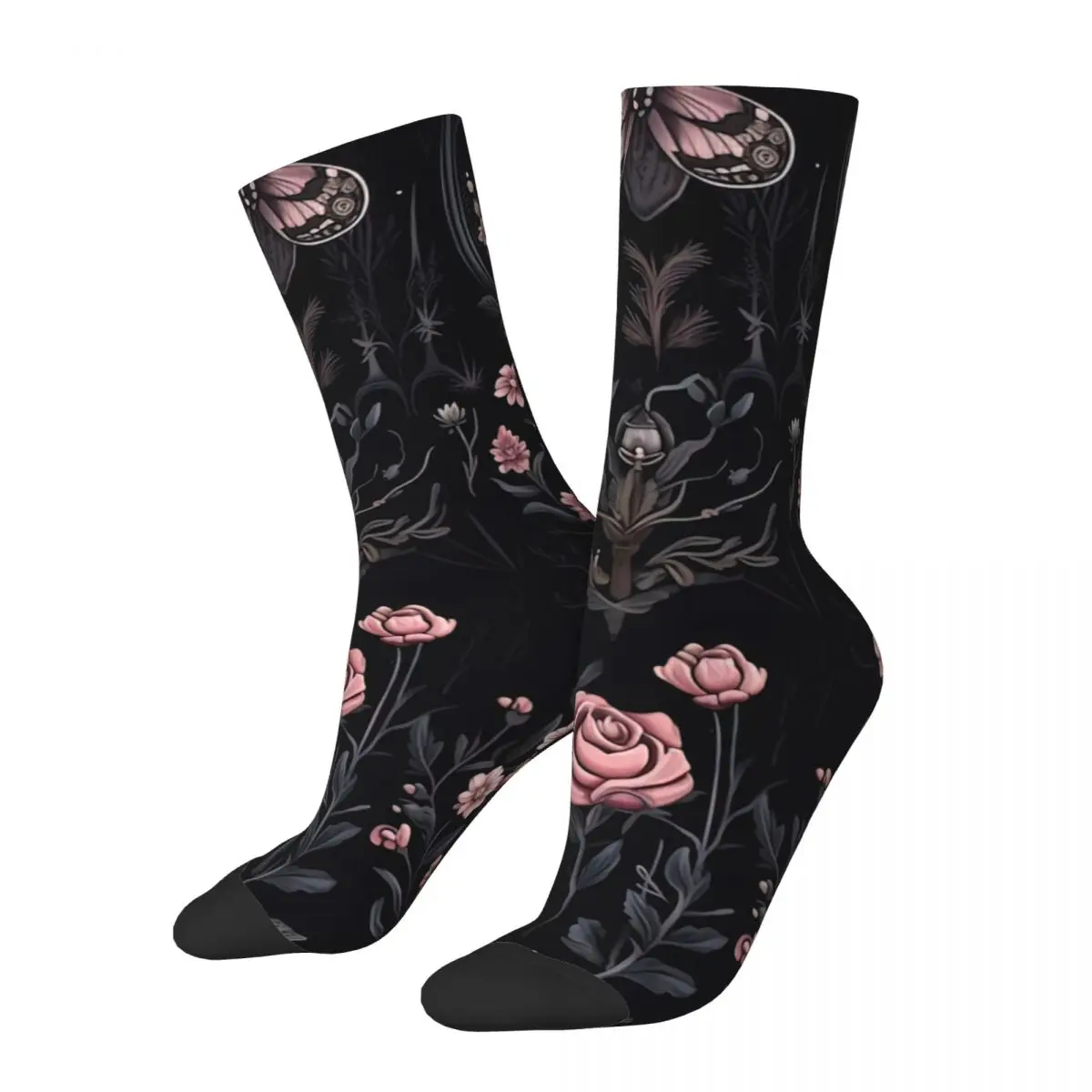 

A Bunch Of Different Flowers And Butterflies Funny Socks for Women Men Novelty Street Style Crazy Spring Summer Socks Gifts