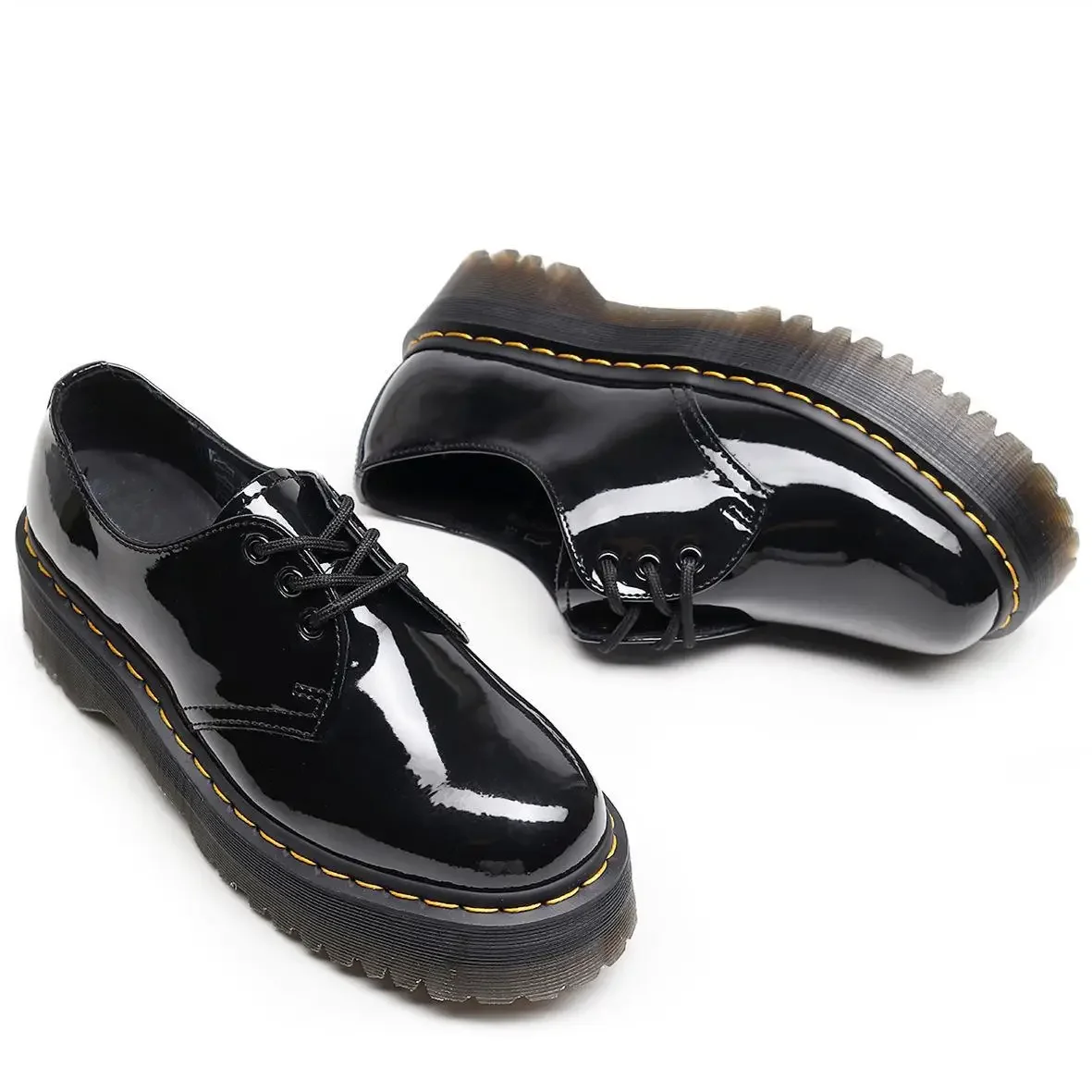 Aiping 1461 Thick Bottom 3-hole Women's Low Top Authentic Leather Mirror Round Toe Flats Short Boots For Students Summer Wear 5