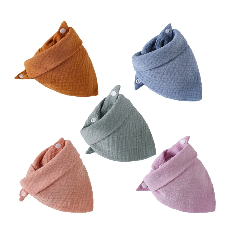 5Pcs Baby Feeding Drool Bibs Saliva Towel TRIANGLE Scarf Bandana Soft Cotton Bib Adjustable Button Burp Cloth Boys baby bib