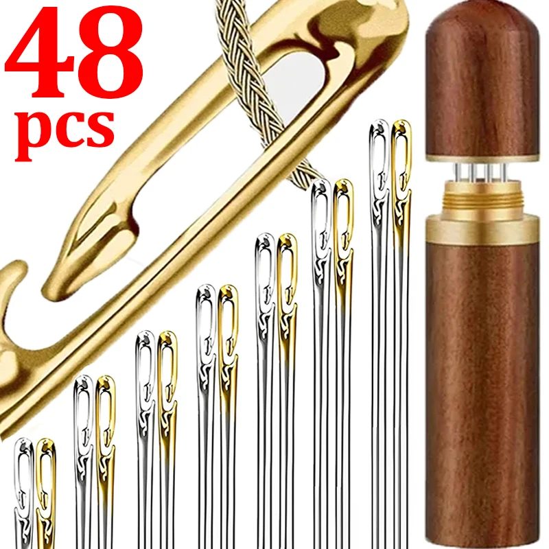 1248PcsBlindSewingNeedlesElderlyAutomaticThreaderMultisize
