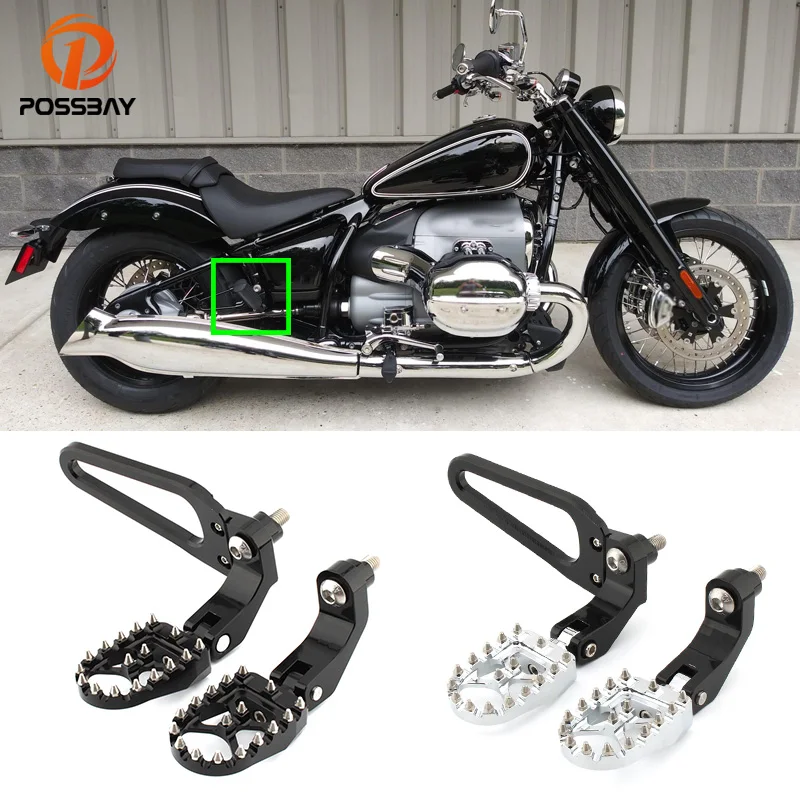 

For BMW R18 Motorcycle Rear Foot Rests Passenger Footpegs Mounting Kit Anti-Slip CNC Black Silver Bracket Holder Accessories