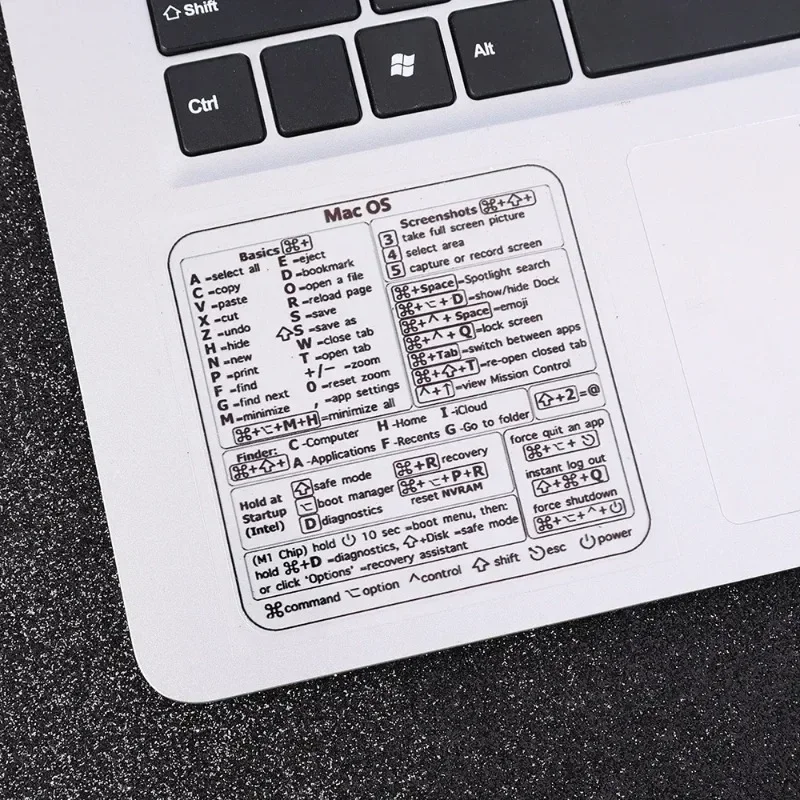 For Windows PC Computer Reference Keyboard Shortcut Stickers Adhesive Transparent Decal For Macbook OS Laptop Desktop Shortcuts