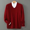 100% cashmere autumn and winter men's sweater, wool sweater, wool pullover sweater, thick bottom knitted V-neck loose warm top 4