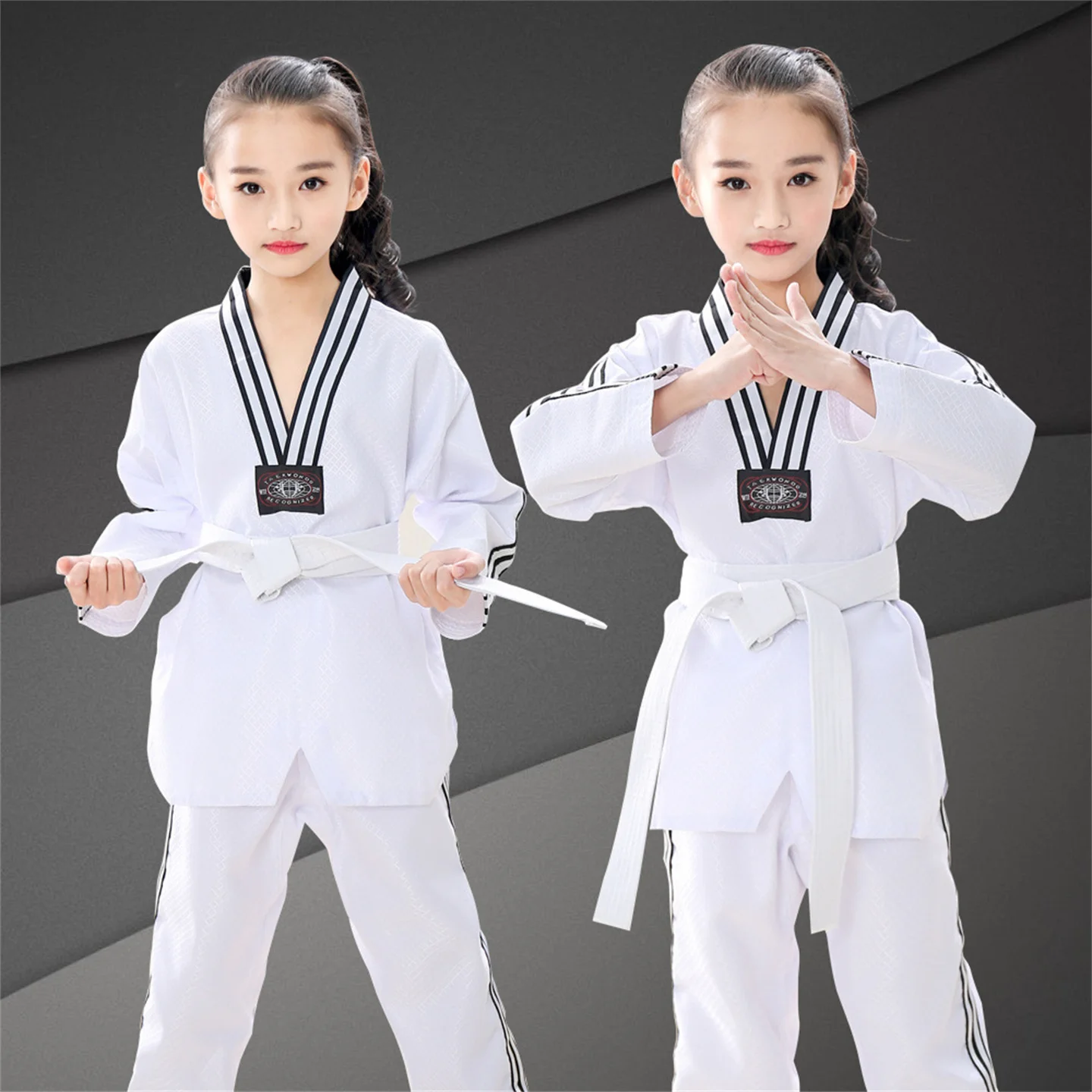 

Adult And Children's Taekwondo Uniform Coach Dobok Men Women Long Sleeve TKD Shirt & Pants Set karate Gymnasium Training Suit