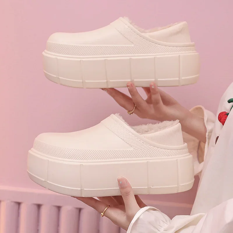 

Fashion soft Women Slippers Warm Plush Waterproof Platform Solid Slides Footwear Bedroom Indoor Chunky Shoe Zapatillas De Mujer