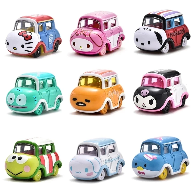 

Takara Tomy Toy Tomica Alloy Car Sanrio Kuromi KT Cat Kawai Anime Action Figure Keroppi Diecast 1/64 Metal Model Children Gifts