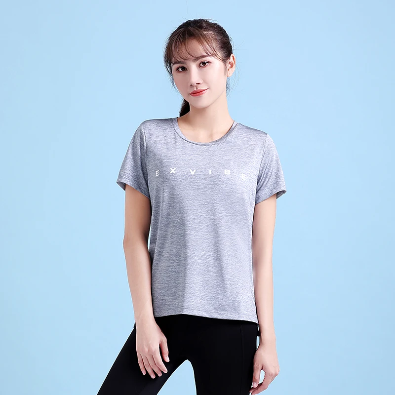 

Women Yoga Round Neck Printed LOGO Short Sleeve Sport Gym T-shirt