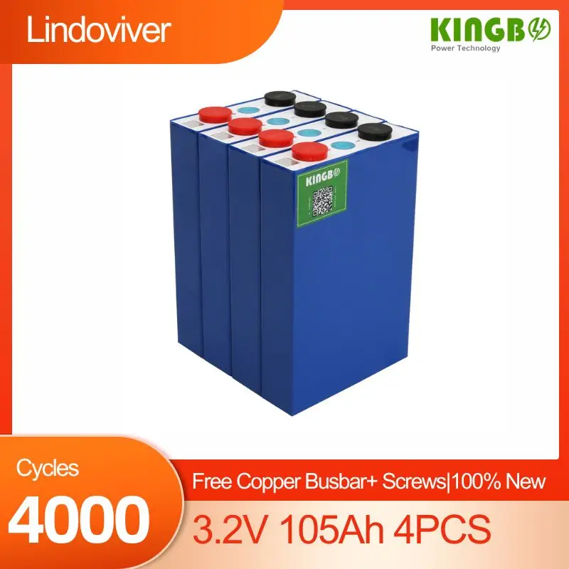 Kingbo Lifepo4 Battery EVE105Ah Grade A Lindoviver 4PCS for Off-grid Storage Battery 12V/24V/48V Lifepo4 100% New lifepo4 battery