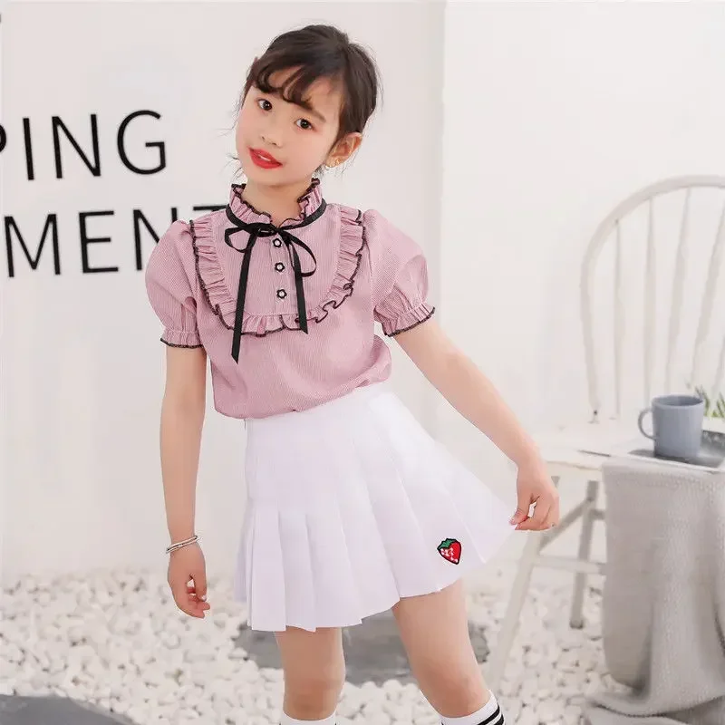 Girl Pleated Skirts School Children Clothing 2 4 6 8 10 12 13 14 Years Baby Girl Skirt with Shorts Pink Student Kids Tutu Skirt