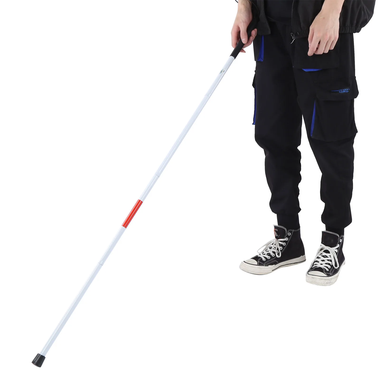 Blind Cane Stick for Visual Impaired Foldable Cane Collapsible Reflective White and Red Walking Stick