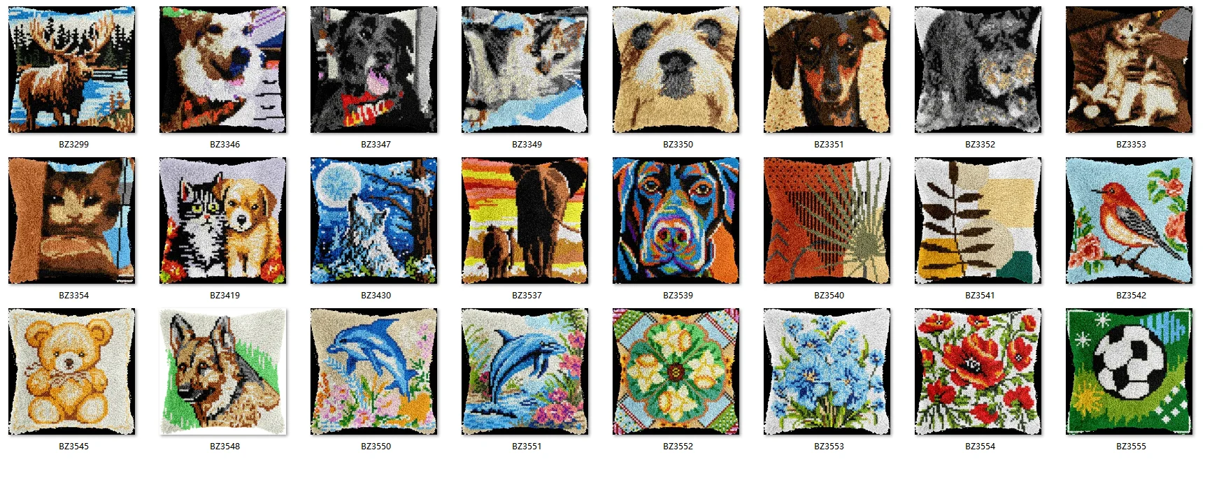 Latch Hook Rug Kits Latch Hook Rug Pillow Pre-Printed Canvas Crochet Needlework Crafts for Adult 43-43CM Fish