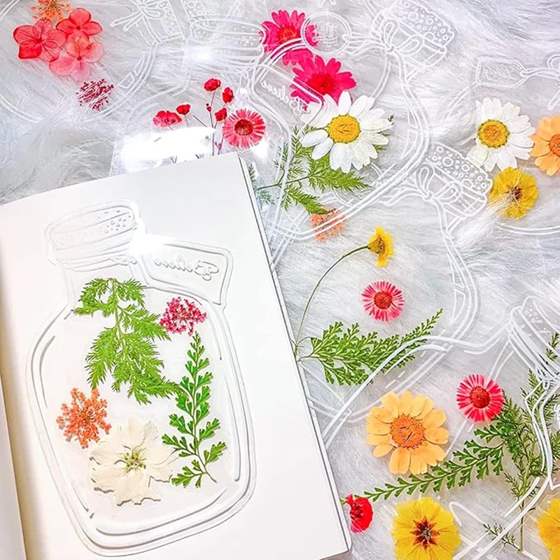 20pcs DIY Handmade Creative Bookmarks Plant Specimen Collection Cards Carolfan Transparent Dried Flower Bookmarks floral painting bookmark bookmarks stationery supplies retro flower bookmark