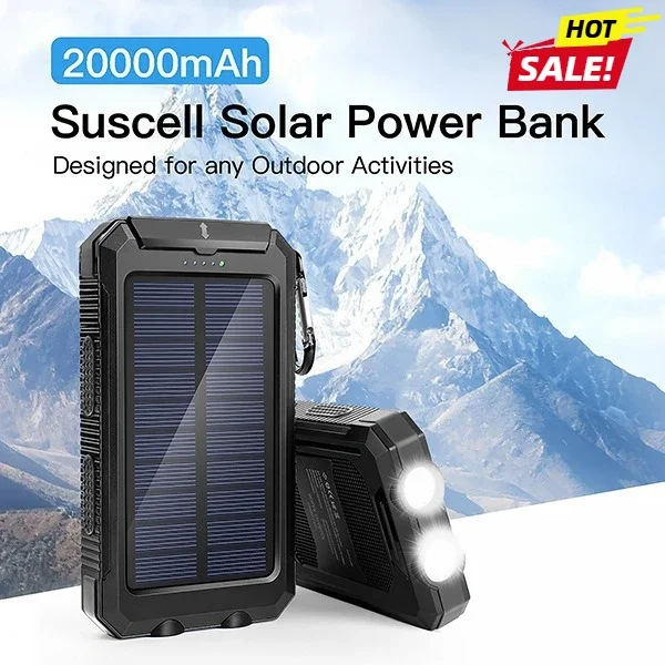 20000mAh Solar Panel PowerBank Case Charge Storage Box Dual USB Power Bank Shell SOS Light Flashing Light Compass Power Bank Box 2