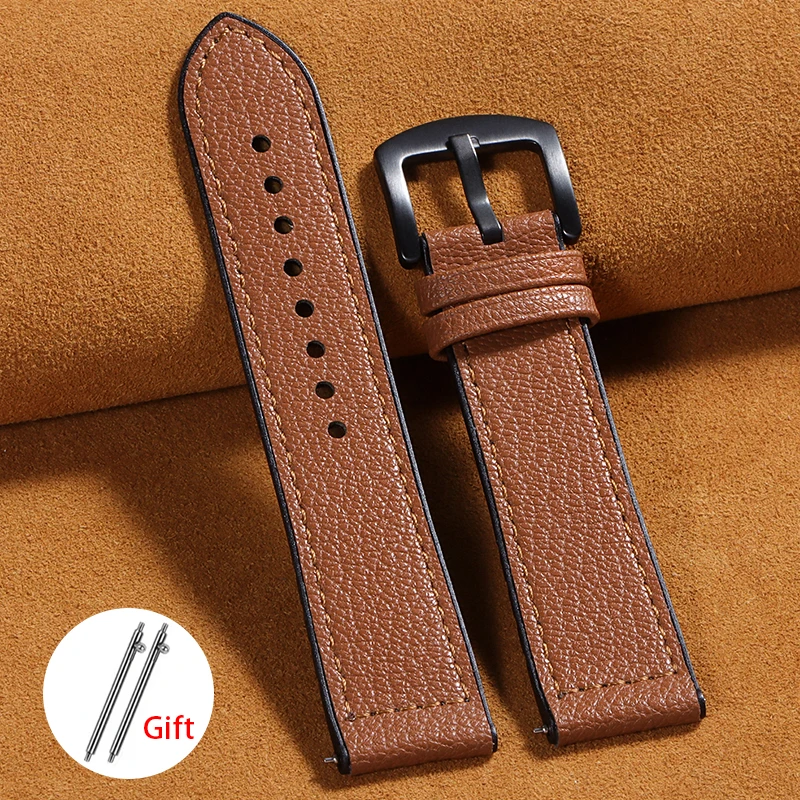 Premium Leather Silicone Hybrid Watch Band - Soft, Waterproof, Quick Release Strap
