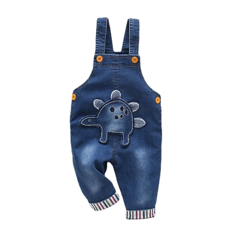 DIIMUU Baby Children Boys Clothing Rompers Toddler Kids Overalls Denim Pants Fashion Jumpsuits Long Sleeve Cartoon Trousers