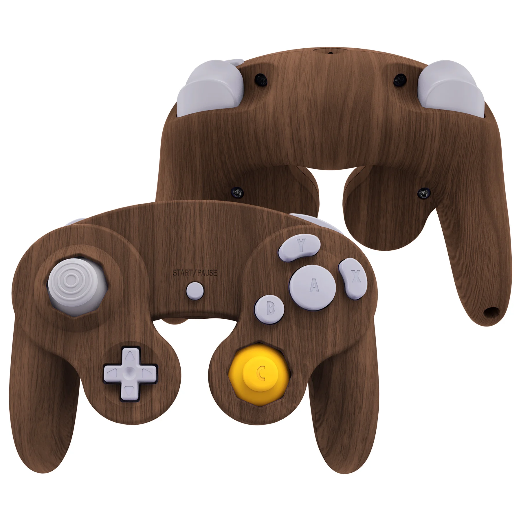 

eXtremeRate Faceplate Backplate for Nintendo GameCube Controller, Grip Replacement Housing Shell Cover with Buttons - Wood Grain