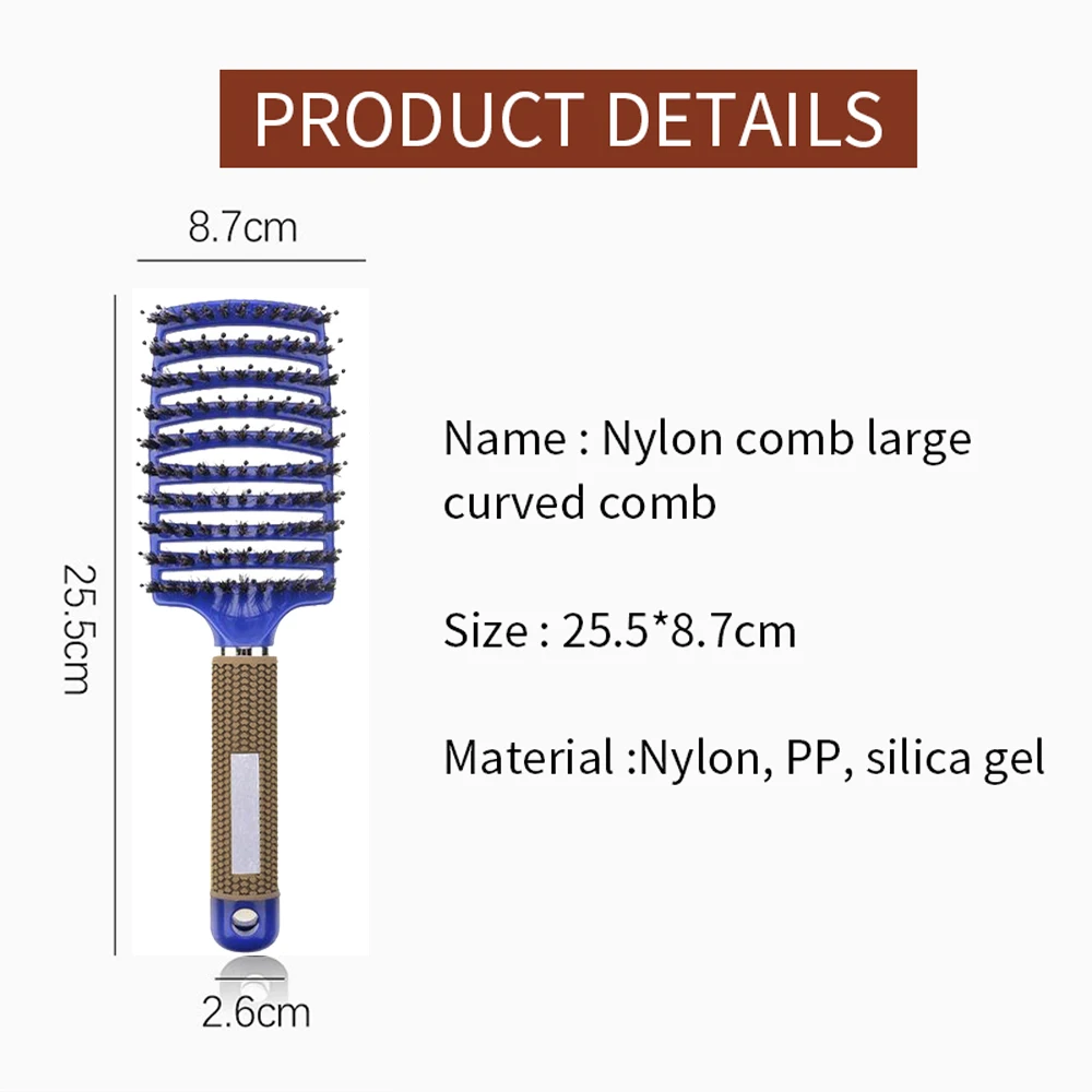 Hair Brush Hair Comb Detangling Hair Brush Bristle&Nylon Women Wet Massage Comb Curly Hairdressing Salon Styling Tools 3