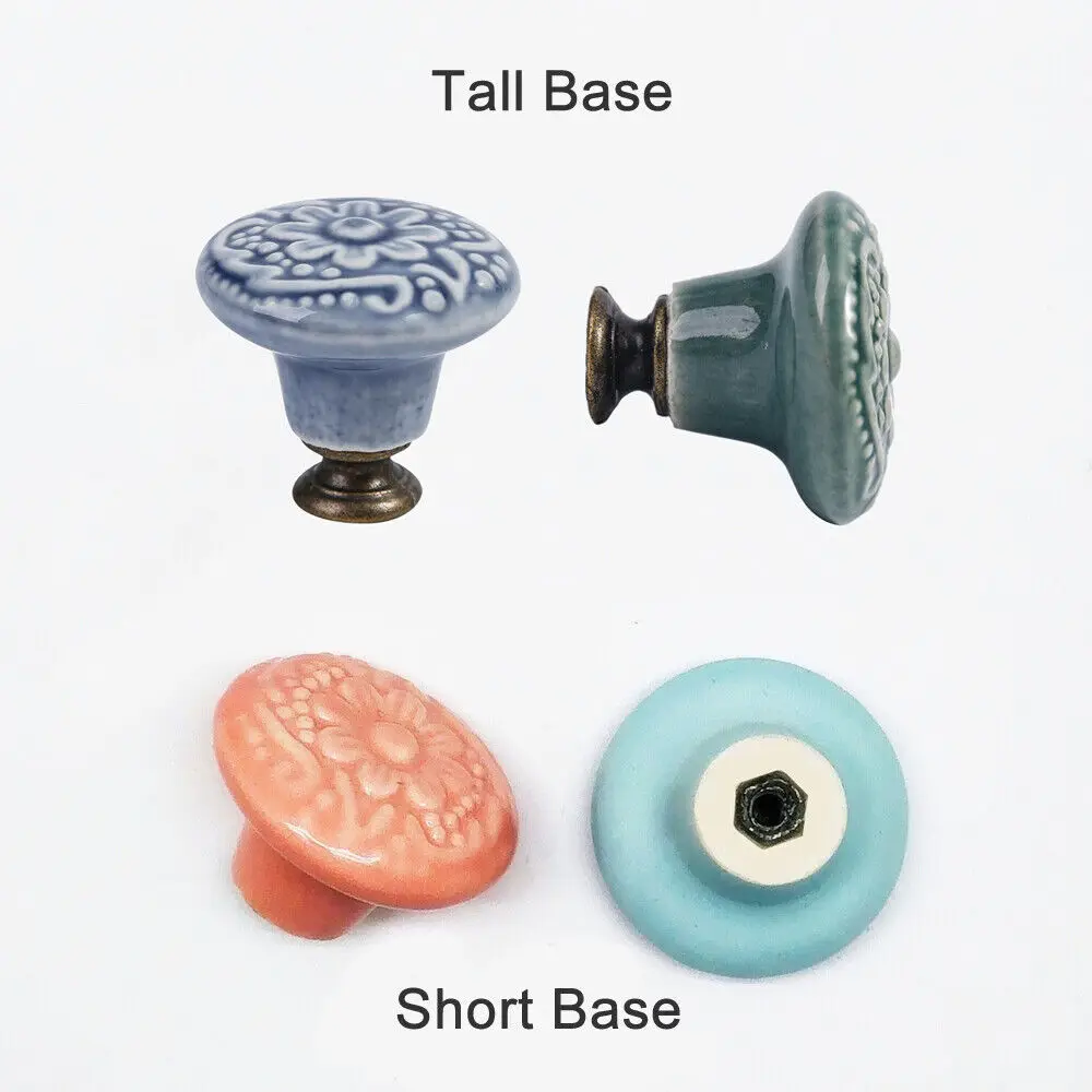 Door Knobs Cabinet Drawer Knobs 1PC Short Ceramic Cabinet Knobs Flower Pull Handles for Door Cabinet Drawer Cupboard Closet Wardrobe Decor Tool