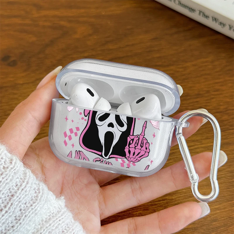 Gothic Print AirPods Case with Carabiner for AirPods 4 3 2 1