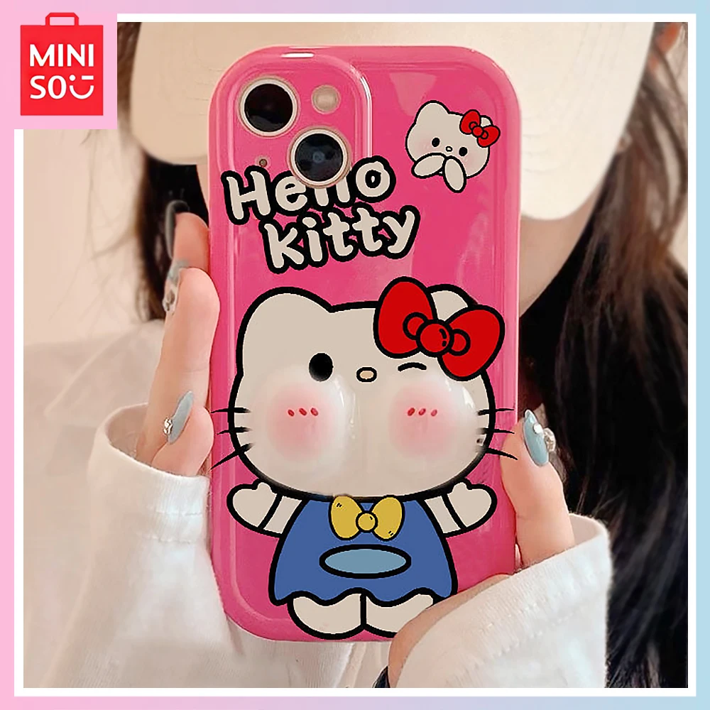 

Miniso Hello Kitty Kawaii Red Iphone14Promax Cartoon 13 All-Inclusive 12/11 Pro Female Xs/xr Phone Case Girls Birthday Gift