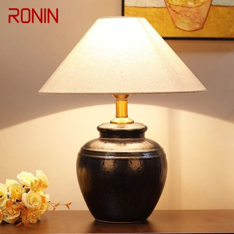 

RONIN Nordic Ceramic Table Lamp Modern Art Living Room Bedroom Study Villa LED Originality Desk Light