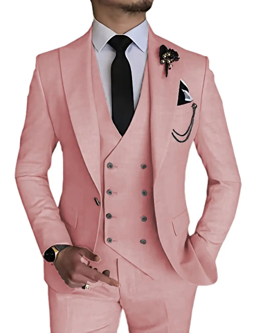 Men's Slim Fit 3 Piece Suit One Button Peak Lapel Dinner Wedding Tuxedo with Jacket Waistcoat And Pants for Business Party Prom