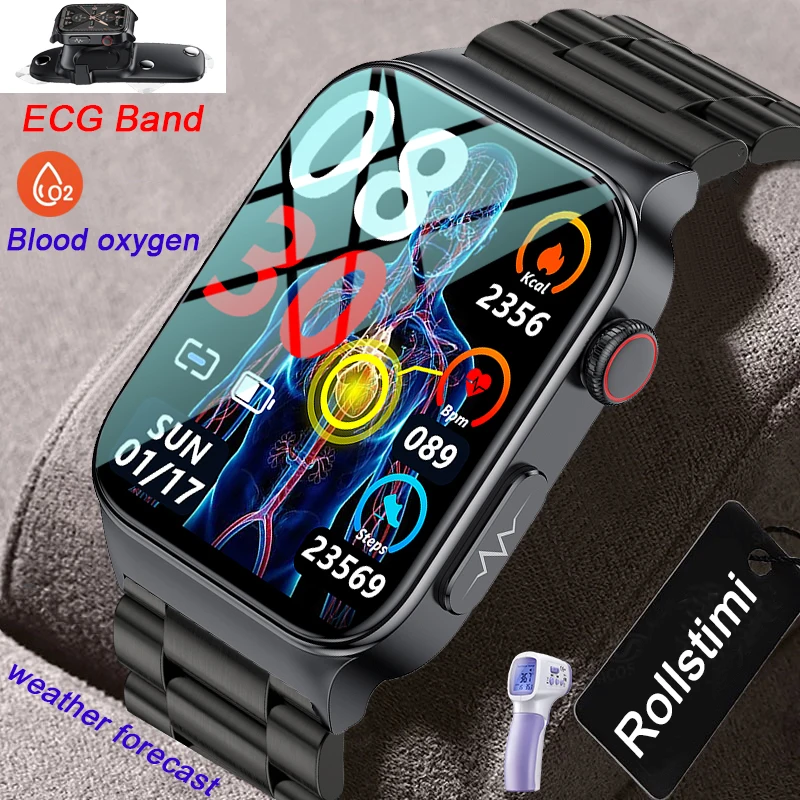 

Blood Glucose SmartWatch ECG Monitoring Men Women's Health Temperature Non-Invasive Blood Sugar Smartwatch IP67 Waterproof+Box