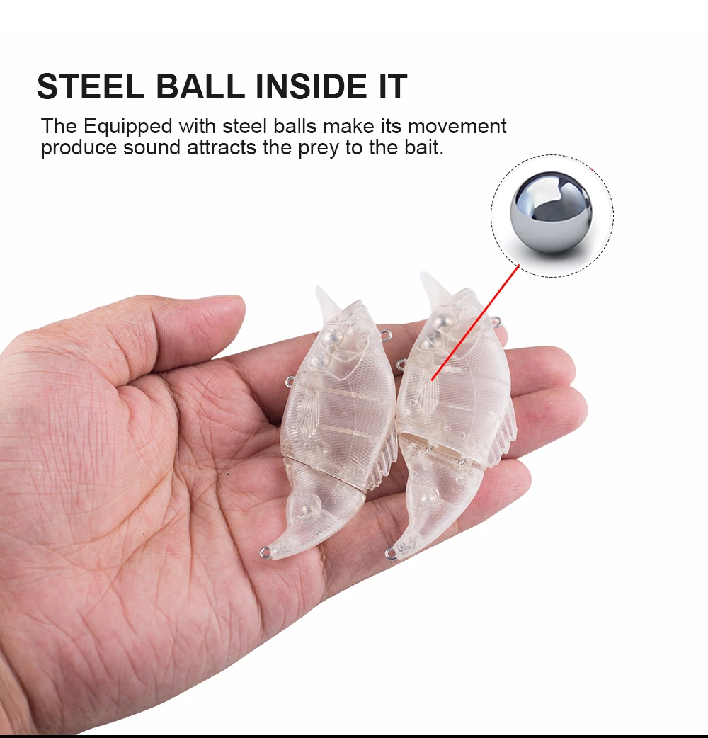 Hanlin 7,8 stücke 10,5 cm/g unbemalte Tauch lippe Vib Angel köder 2 segmentierte schwimmende Gelenk Schwimm köder Rohlinge Wobbler Tackle – Detail 5