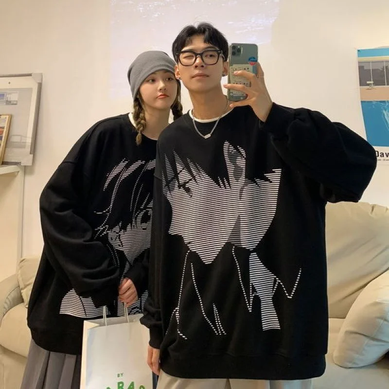 

Vintage Men's Oversize Harajuku Sweater Fashion Anime Couple Men Women Sweatshirts Teenagers Pullovers Clothes Top Blouses Pull