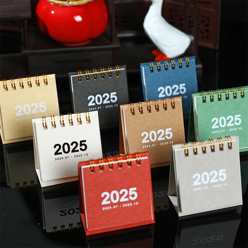 Desk Calendar Retro Simple Solid Color Desktop Paper Mini Stand