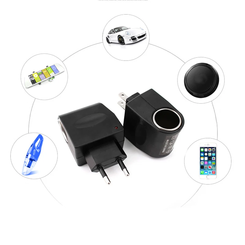 자동차 소켓이있는 AC 어댑터 220 12 볼트 플러그 어댑터 자동차 시가 라이터 DC 12V 0.5A 500mA Adaptador 전원 변경 EU 미국 플러그