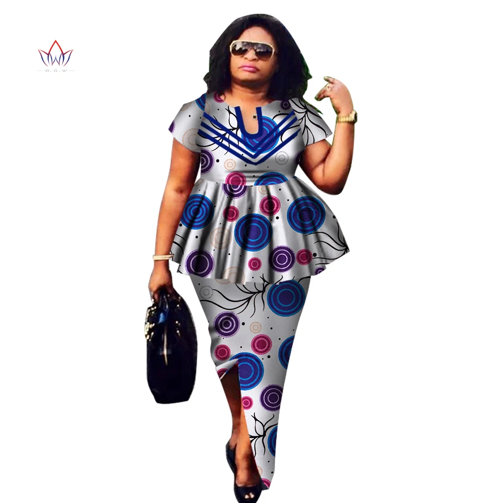 Women Suit African Dashiki For Women Oneck Skirt Set Bazin Riche