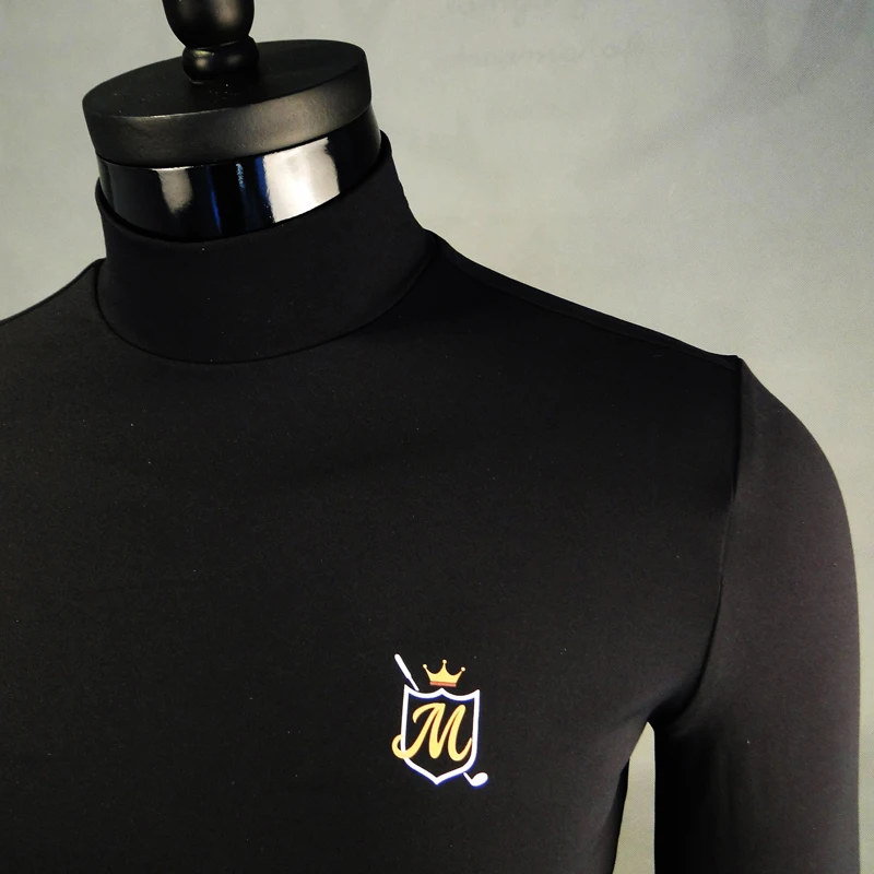 Men's Golf Half-High Collar T-shirt, Thick Bottoming Shirt, Long Sleeve, Spring and Autumn