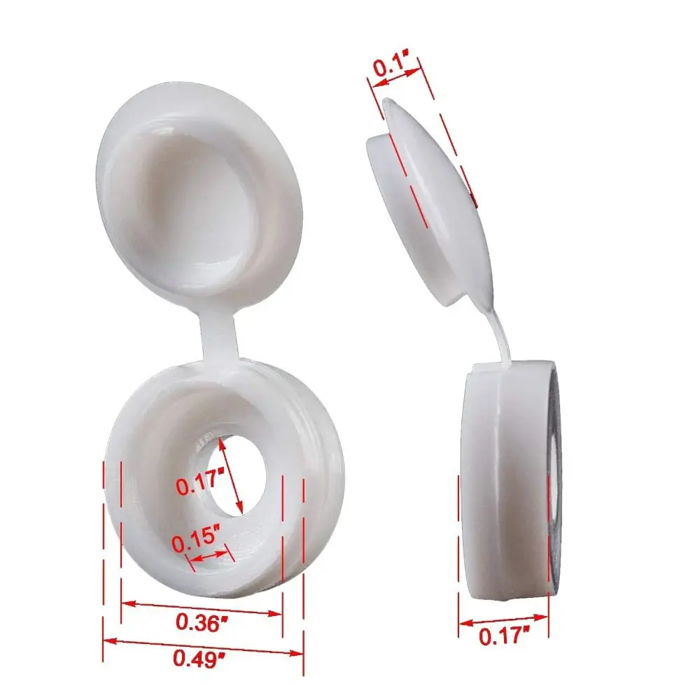 100Pcs White Hinged Plastic Screw Cap Self-Tapping Screw Cover Furniture Decorative Nuts Cover Fold Snap Protective Cap Button