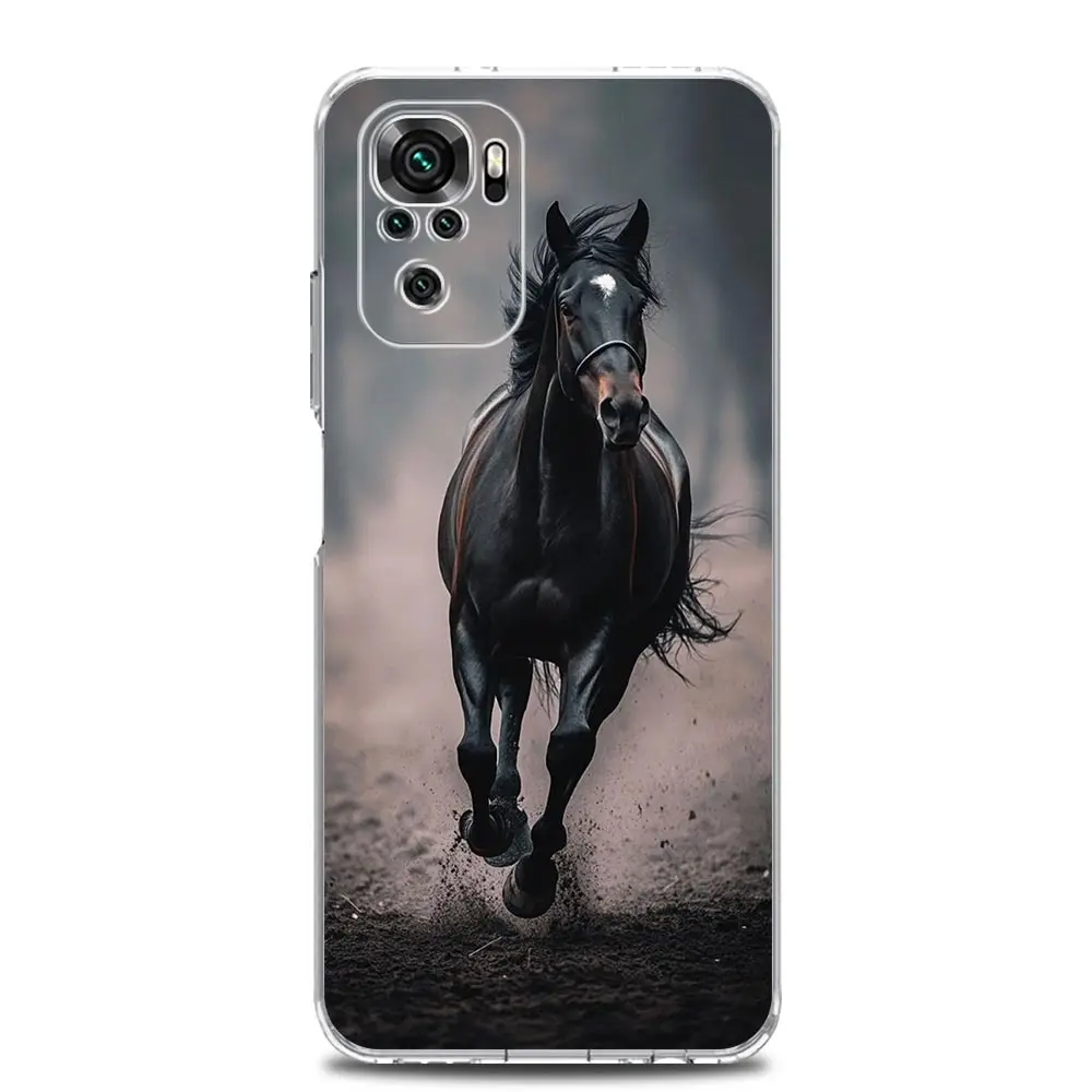 Galloping Horses Design TPU Phone Case - Black & White