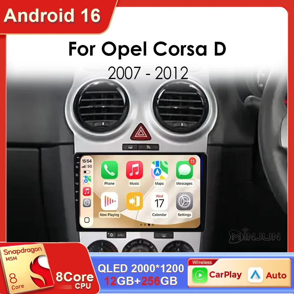 Radio para Auto Android 16 con Carplay para Opel Corsa D 2007 2008 2009 - 2012 Reproductor Multimedia para Auto 2k Autoradio GPS Navegación 1