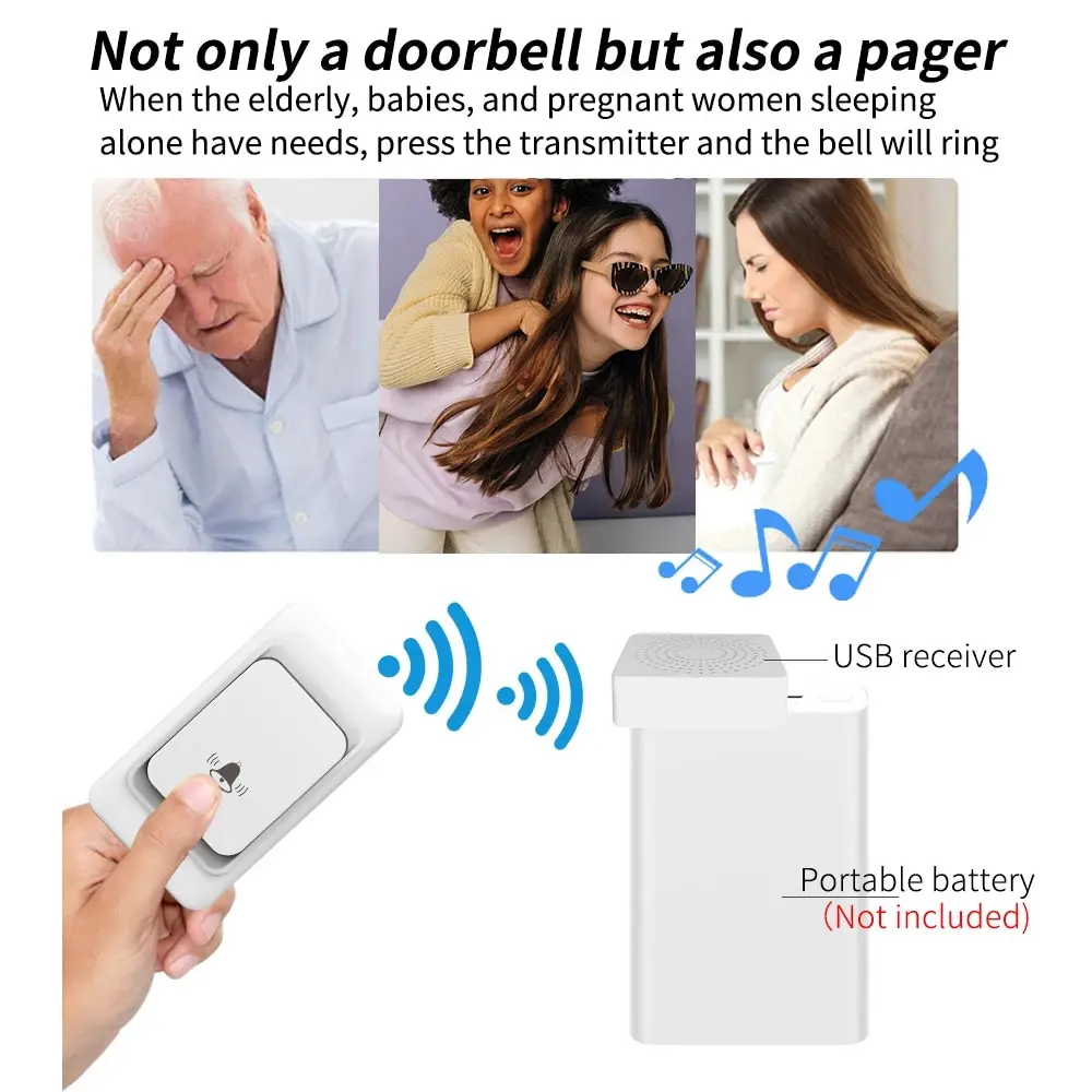 Wireless Doorbell Outdoor Wireless Doorbell USB Plug 150M Long-distance 3-speed Volume 23A 12V Battery Homepage Welcome to Use Doorbell wireless doorbell