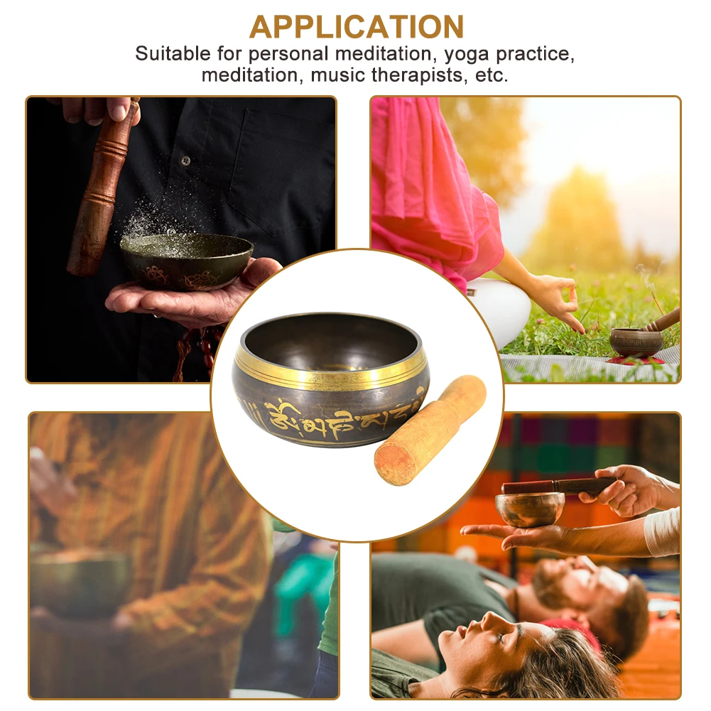 Metal Buddha Sound Bowl Tibetan Bell Yoga Meditation Bowl Singing Bowl Striker
