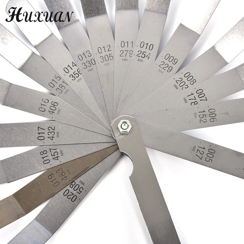 Feeler Gauge 1 set 16 Blades 0.05 to 1mm Thickness Curved Stainless Steel feeler gauge