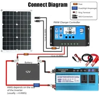Kit d'onduleur de puissance pour système de panneaux solaires 3000W/4000W/5000W/6000W, 12V à 220V avec panneau solaire 18V + contrôle de Charge 30A 2