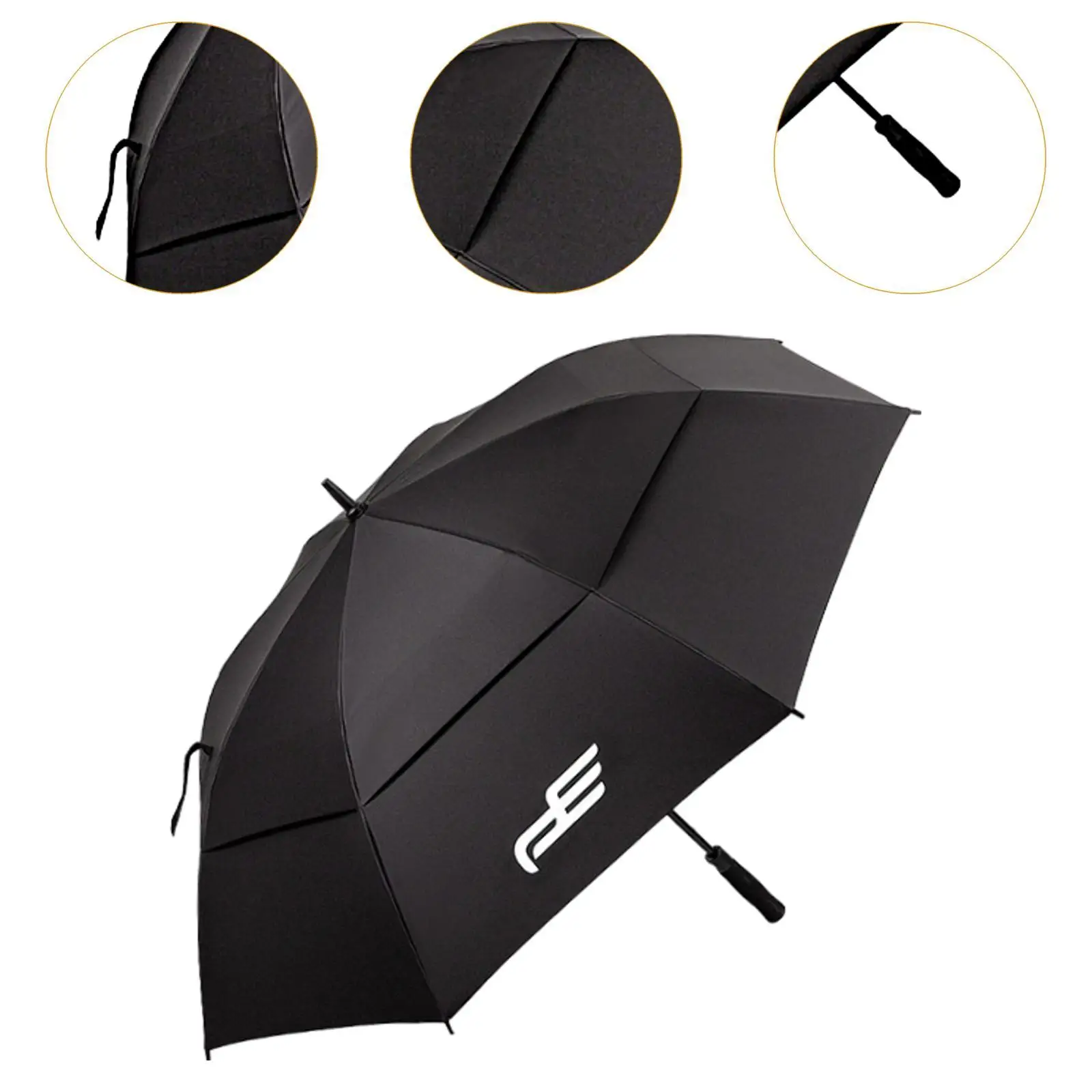Large Golf Umbrella 135cm Dia Fiber Frame Windproof Lightweight Vented Auto Open Umbrella for Men Travel Outdoor Women Beach