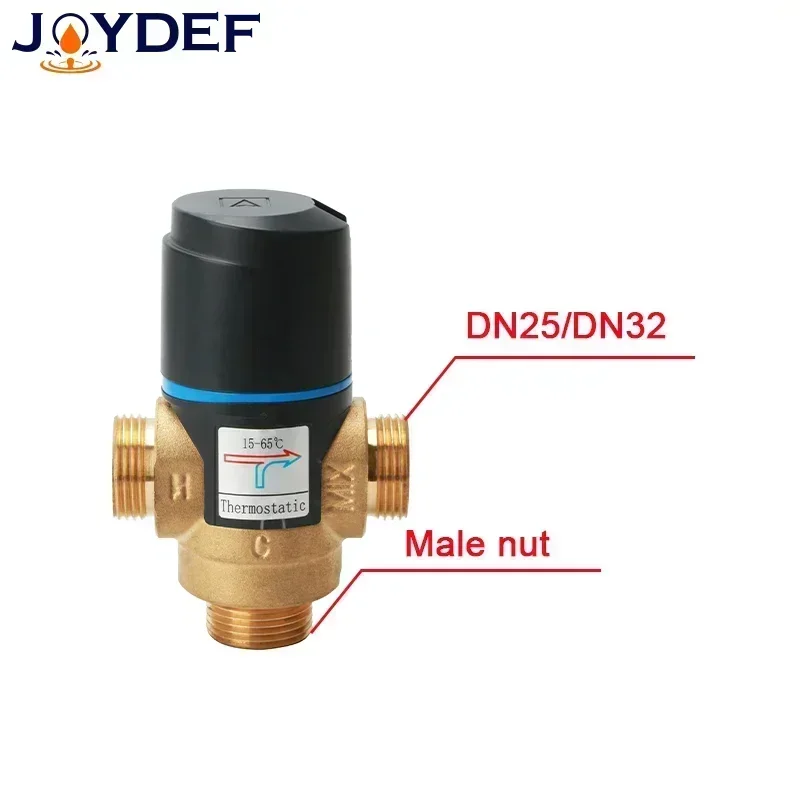 3 Way Thermostatic Mixer Valve DN15/20/25 Male Thread Brass For Solar Water Heater Bathroom Accessory thermostatic mixing valve