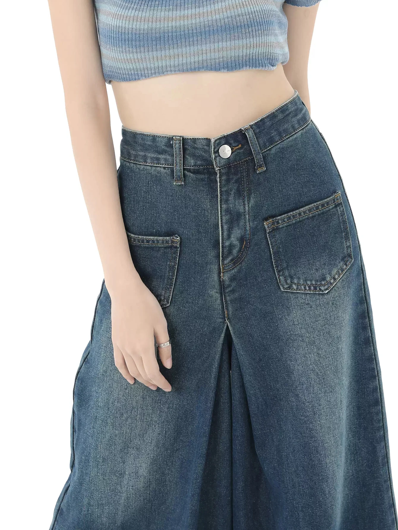 Oversized Vintage High Waist Jeans High Street Loose Frayed Wide