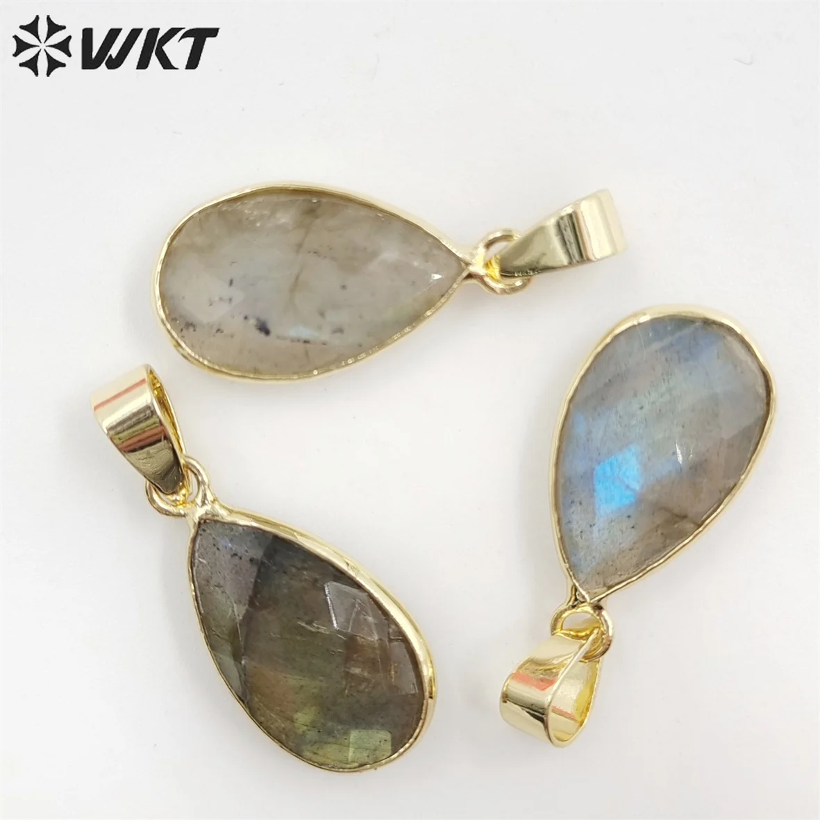 WT-P1891  WKT 2022 Attractive Africa Turquoise&Labradorite&Amazonite&Rose Quartz&Amethyst Hot Style Pendant Droplet Shape